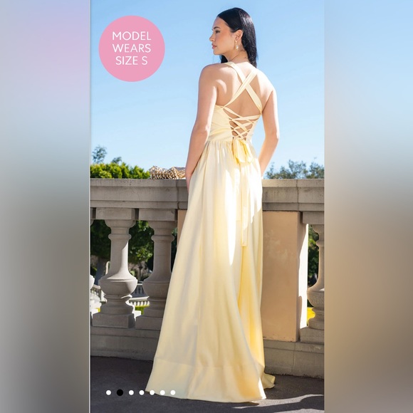 NWOT SHOW ME YOUR MUMU - Abigail Maxi Dress color: pale yellow size: XL - Picture 2 of 4